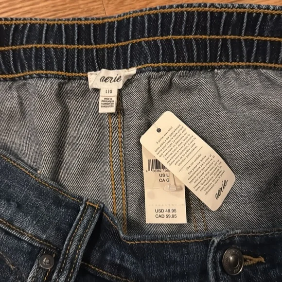 Aerie NWT Daydream Distressed Denim Short Rocky Blue size Large - Picture 8 of 8